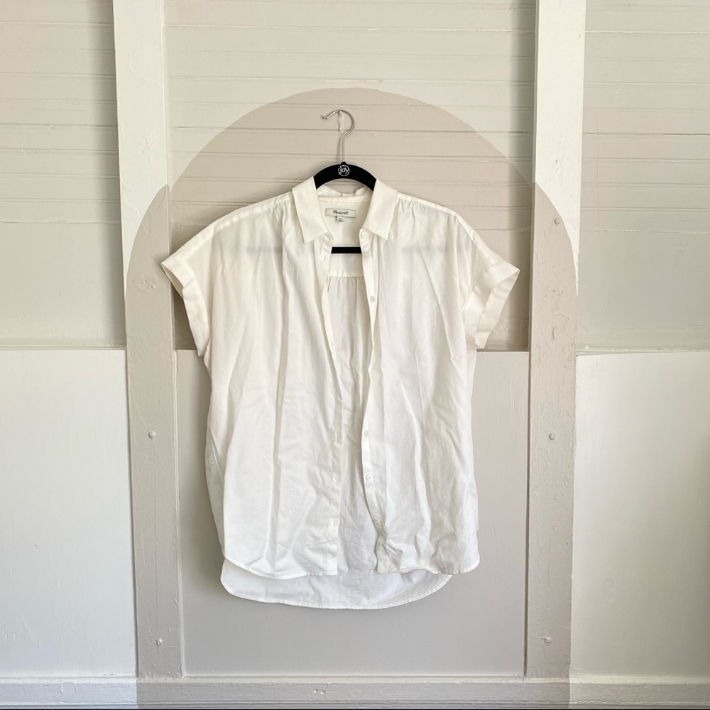 Madewell white short sleeve blouse